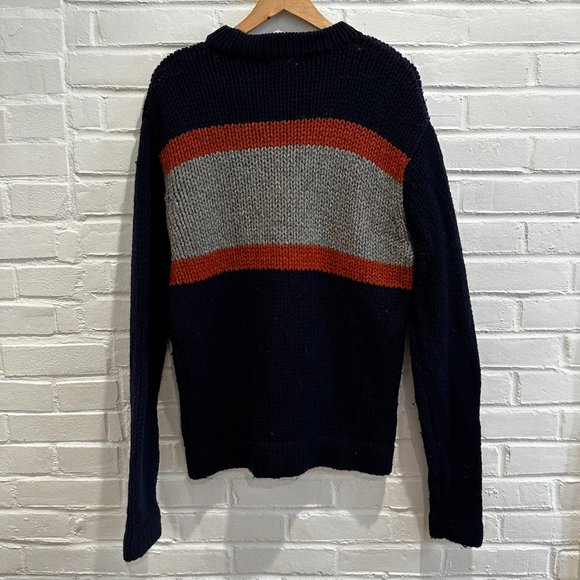 Vintage American Eagle Chunky Lamb Wool Fisherman Sweater Men's Medium - Picture 4 of 7